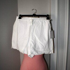 1. STATE Linen Blend Pocketed Drawstring Shorts in Ultra White Size: S #8125311